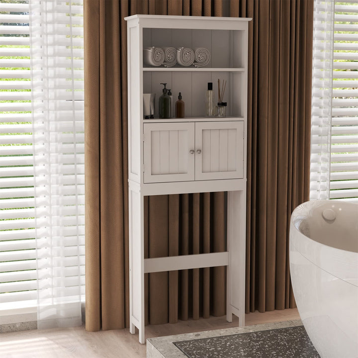 White Wood 2 -Tier Toilet Bathroom Spacesaver Storage Shelf Modern