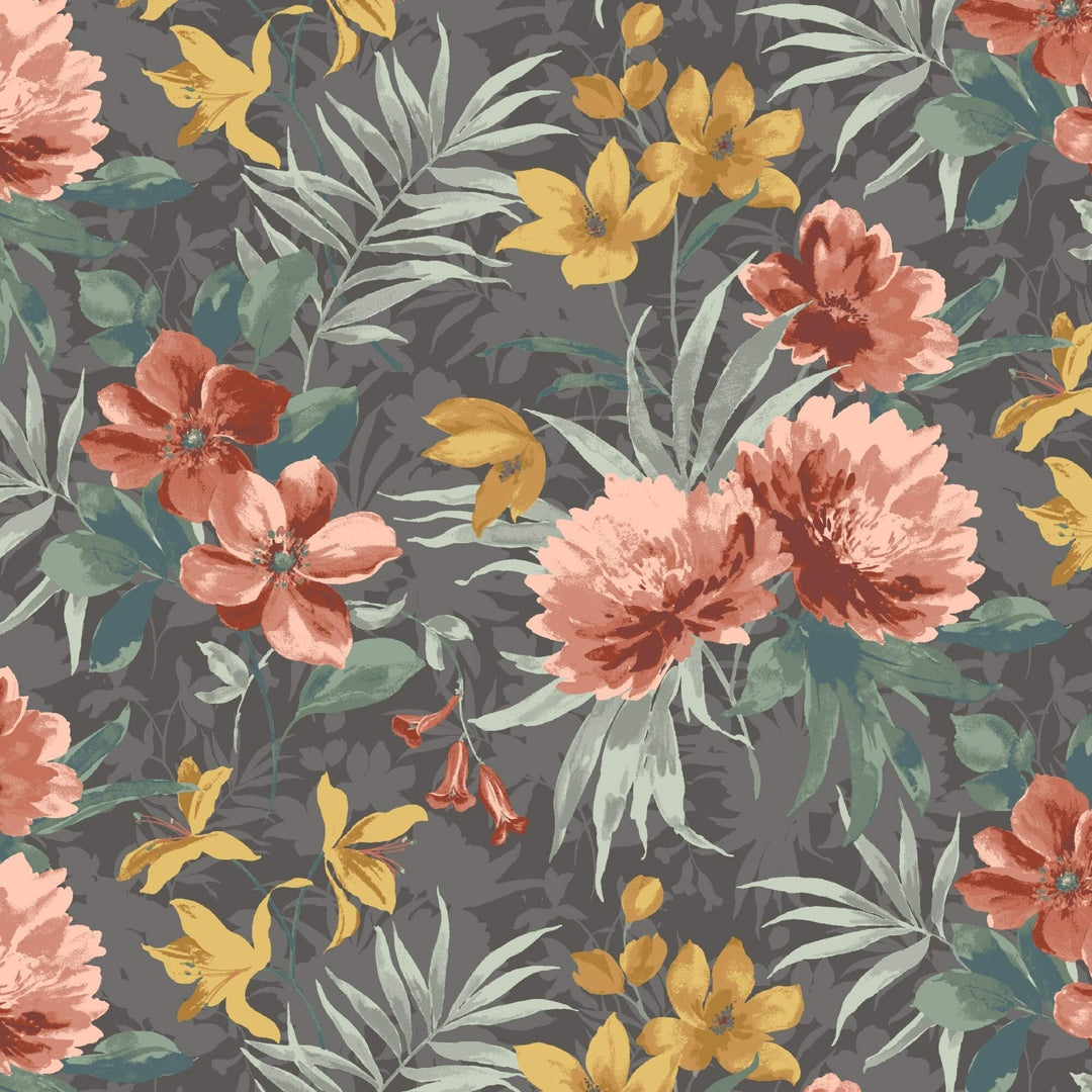 Floral Outdoor 24 in. Conversation Set Cushion Grey Polyester Fade Resistant - Diamond Home USA