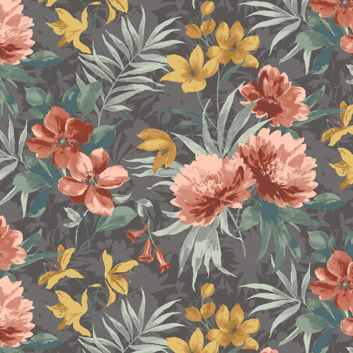 Floral Outdoor 24 in. Conversation Set Cushion Grey Polyester Fade Resistant - Diamond Home USA