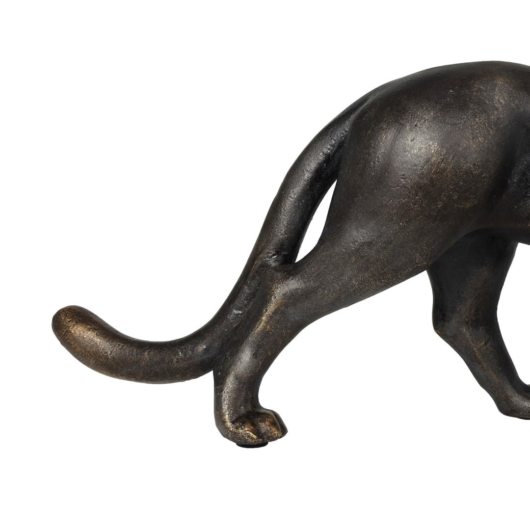 Black Polystone Leopard Sculpture with Gold Accents Stone - Diamond Home USA