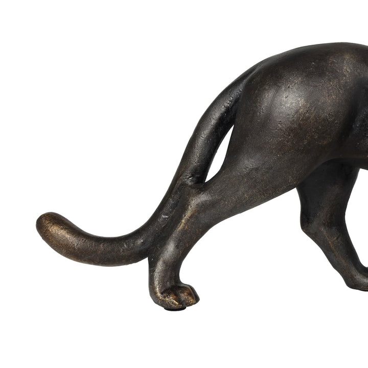 Black Polystone Leopard Sculpture with Gold Accents Stone - Diamond Home USA