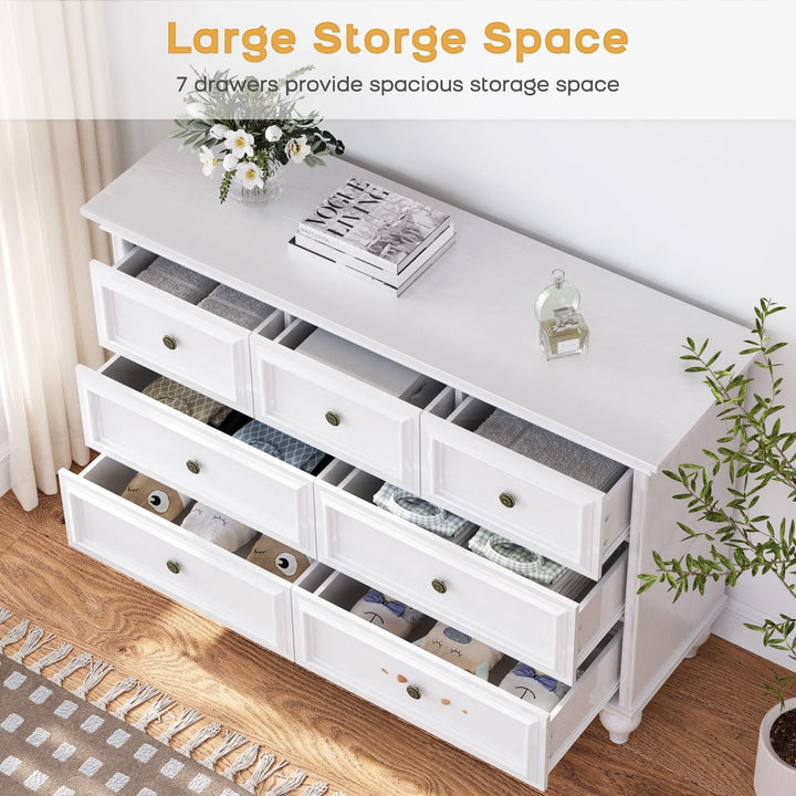 Dresser with 7 Drawers White Modern Contemporary Wood Natural Finish - Diamond Home USA