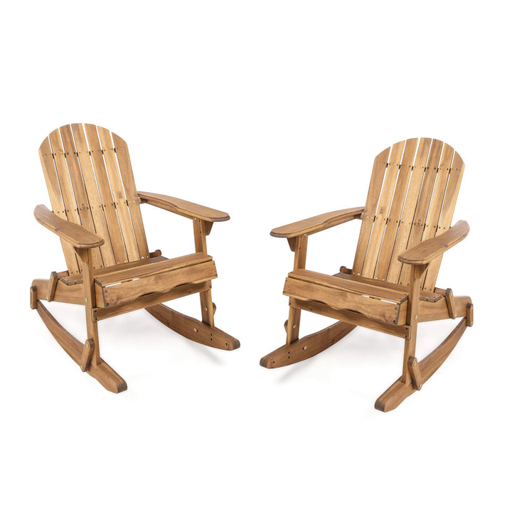 Christopher Knight Home Malibu Outdoor Acacia Wood Adirondack Rocking Chairs Brown