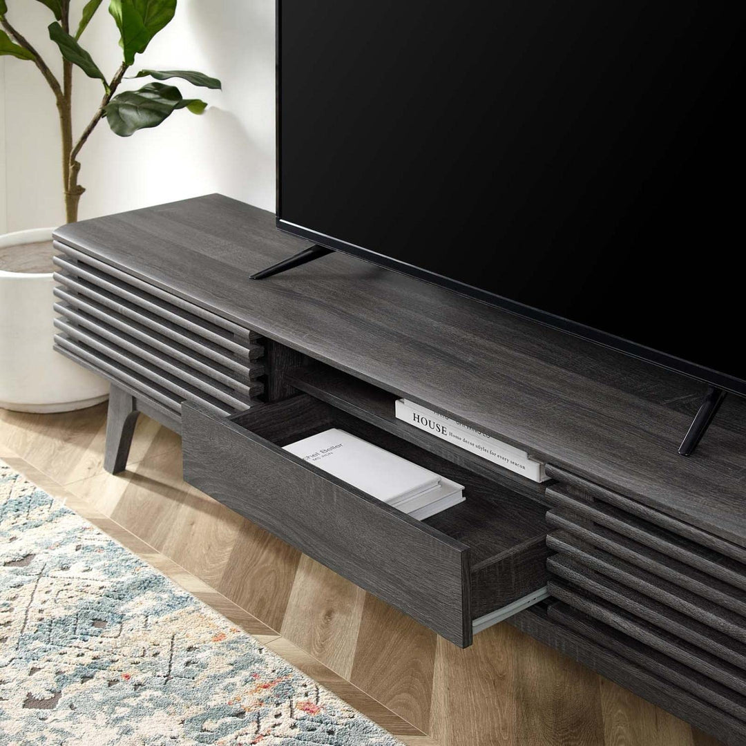 Modway Render Mid-Century Modern Low Profile 70 Inch TV Stand in Charcoal 70" - Diamond Home USA