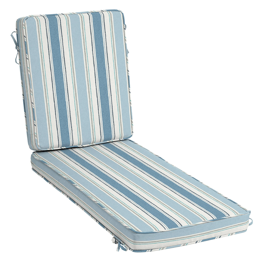 Arden Selections ProFoam Essentials Outdoor Chaise Lounge Cushion 72 x 21 French French Blue Linen Stripe