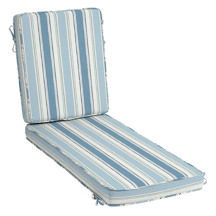 Arden Selections ProFoam Essentials Outdoor Chaise Lounge Cushion 72 x 21 French French Blue Linen Stripe
