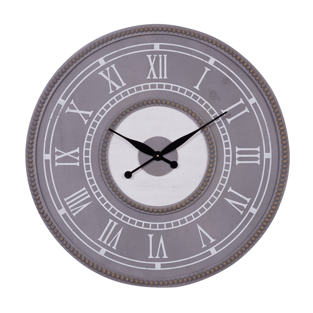 Grey Resin Farmhouse Wall Clock Traditional 30 X 2 Country Round Wood Finish - Diamond Home USA