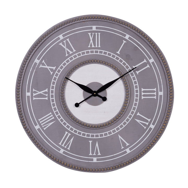 Grey Resin Farmhouse Wall Clock Traditional 30 X 2 Country Round Wood Finish - Diamond Home USA