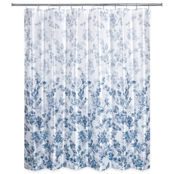 Vine Floral Shower Curtain Navy Blue Traditional Polyester