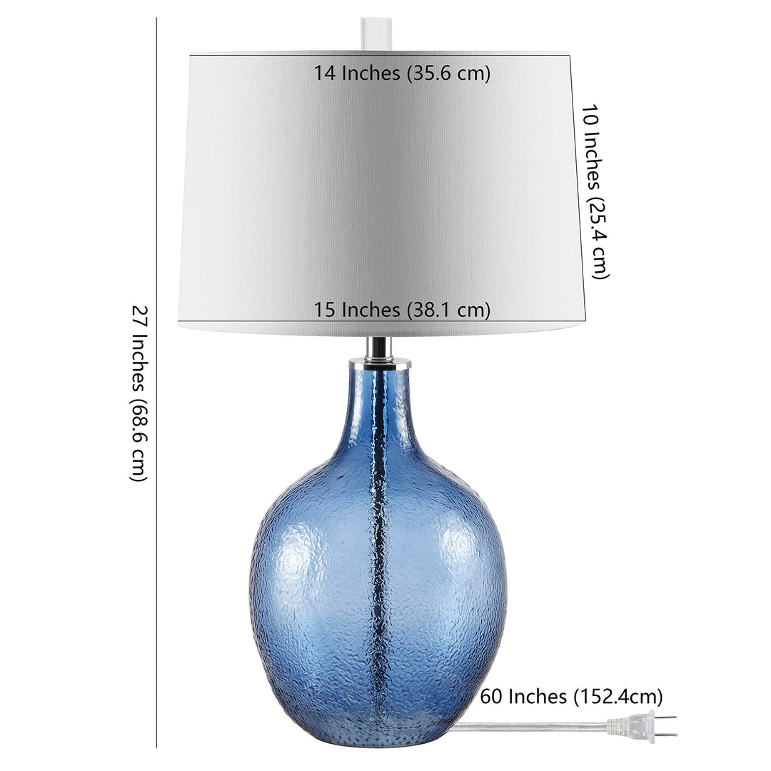 Safavieh Lighting Collection Nadine Blue Glass 26-inch Bedroom Living Room - Diamond Home USA