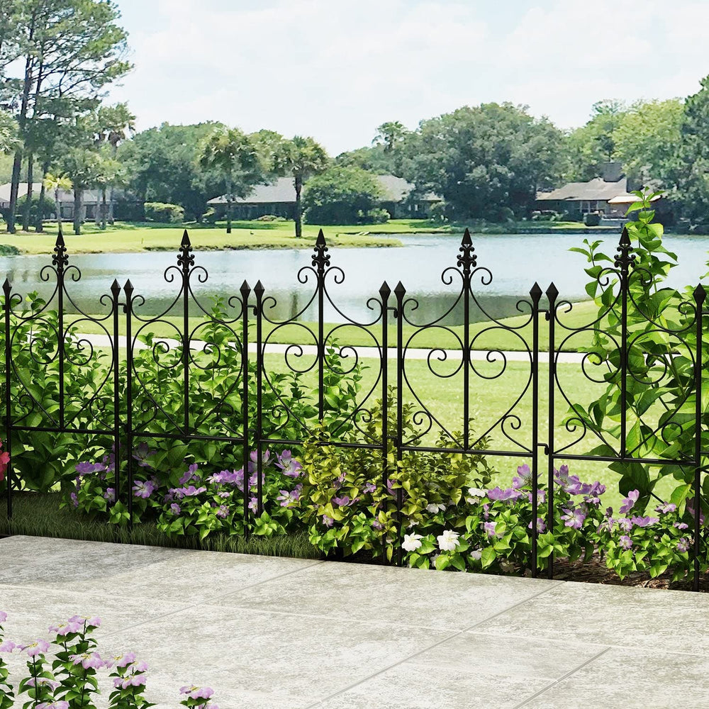 Garden Fence Arched Rustproof Border(5 Piece) Black Classic Vintage Metal Finish - Diamond Home USA