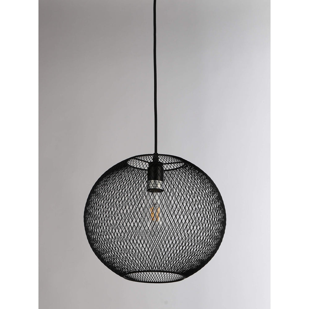 Black Sphere Mesh Pendant Light Farmhouse Industrial Metal - Diamond Home USA