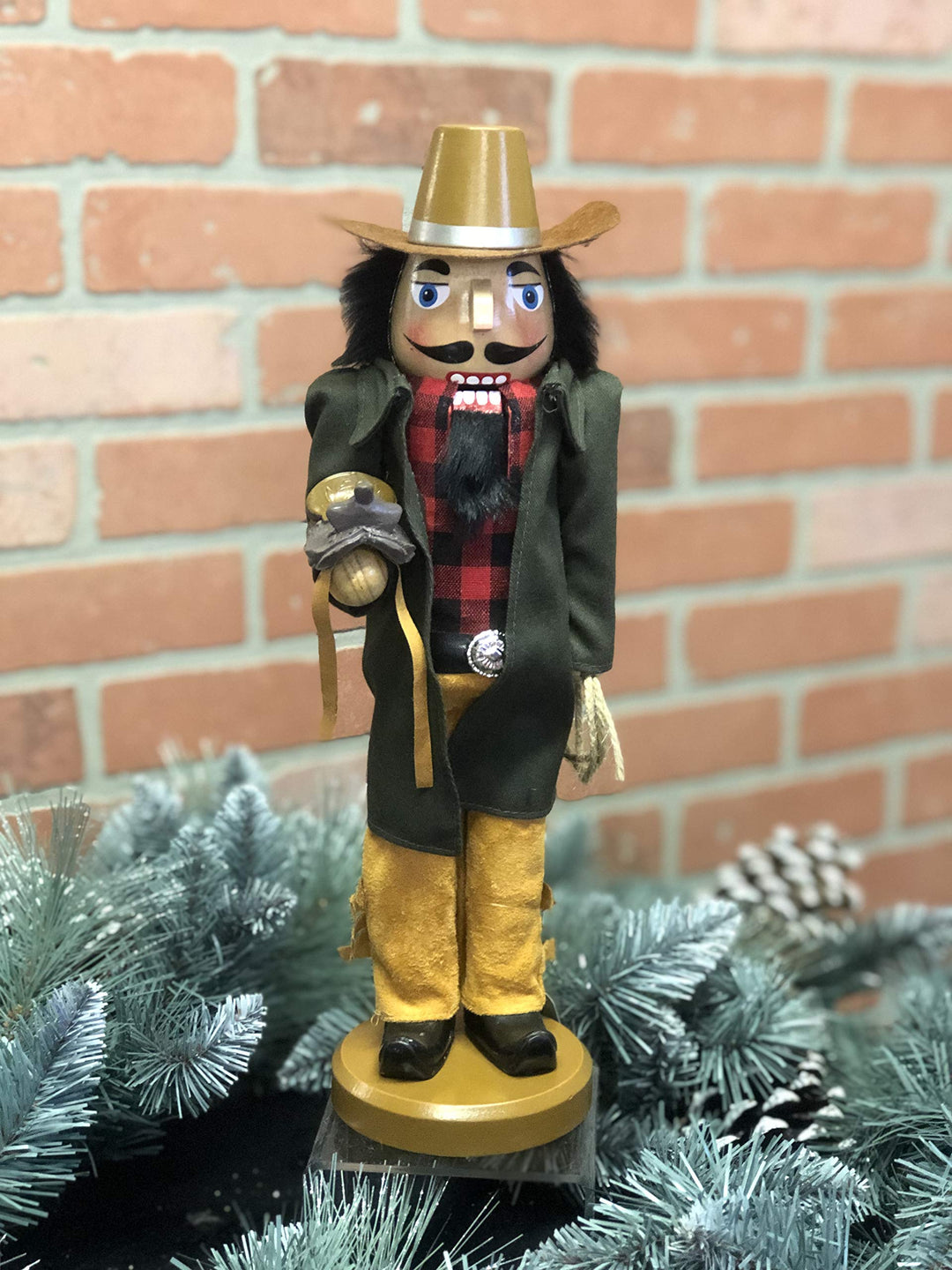 Santa's Workshop Leather Duster Cowboy Nutcracker 14" Tall Brown/Red/Black/Tan - Diamond Home USA