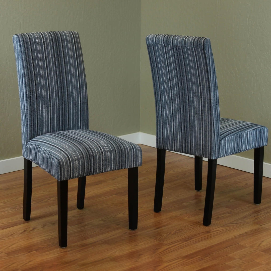 Monsoon Seville Stripe Fabric Dining Chairs (Set of 2) Beige Rubberwood - Diamond Home USA