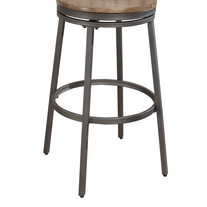 Backless Bar Stool Grey Industrial Metal Wood Finish Swivel - Diamond Home USA