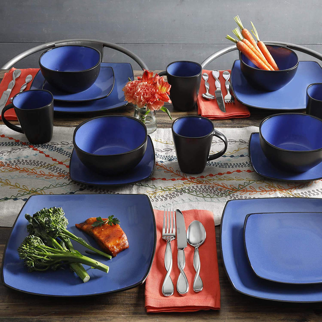 The Boutique Beautiful Soho Lounge 16 Piece Blue Dinnerware Set - Diamond Home USA