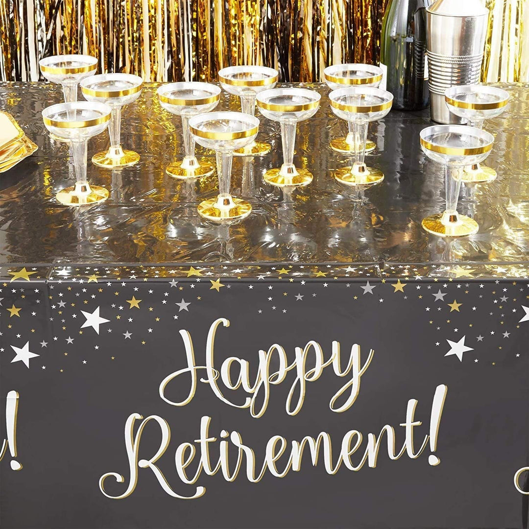 3 Rectangle Plastic Tablecloths Happy Retirement Party Table Covers 54" X - Diamond Home USA