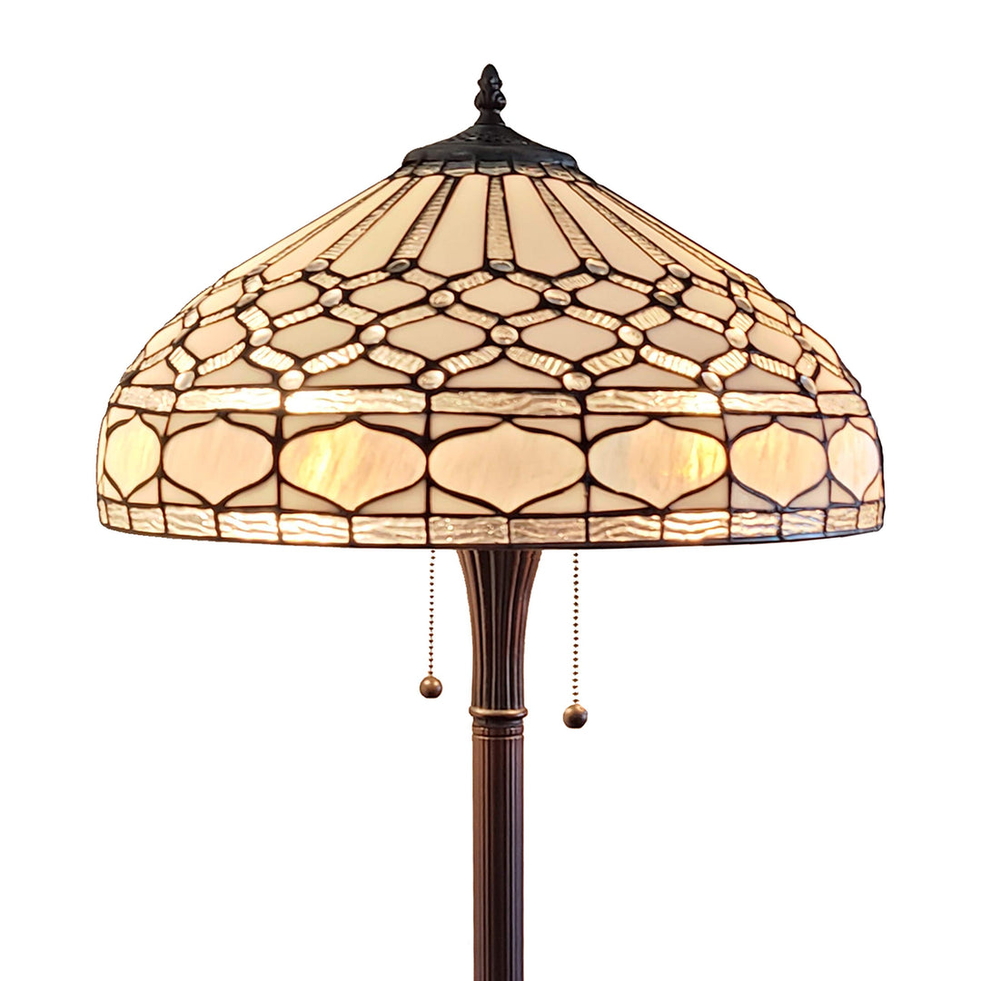 Amora Tiffany Style Floor Lamp Standing 62" Tall Stained Glass White Mahogany - Diamond Home USA