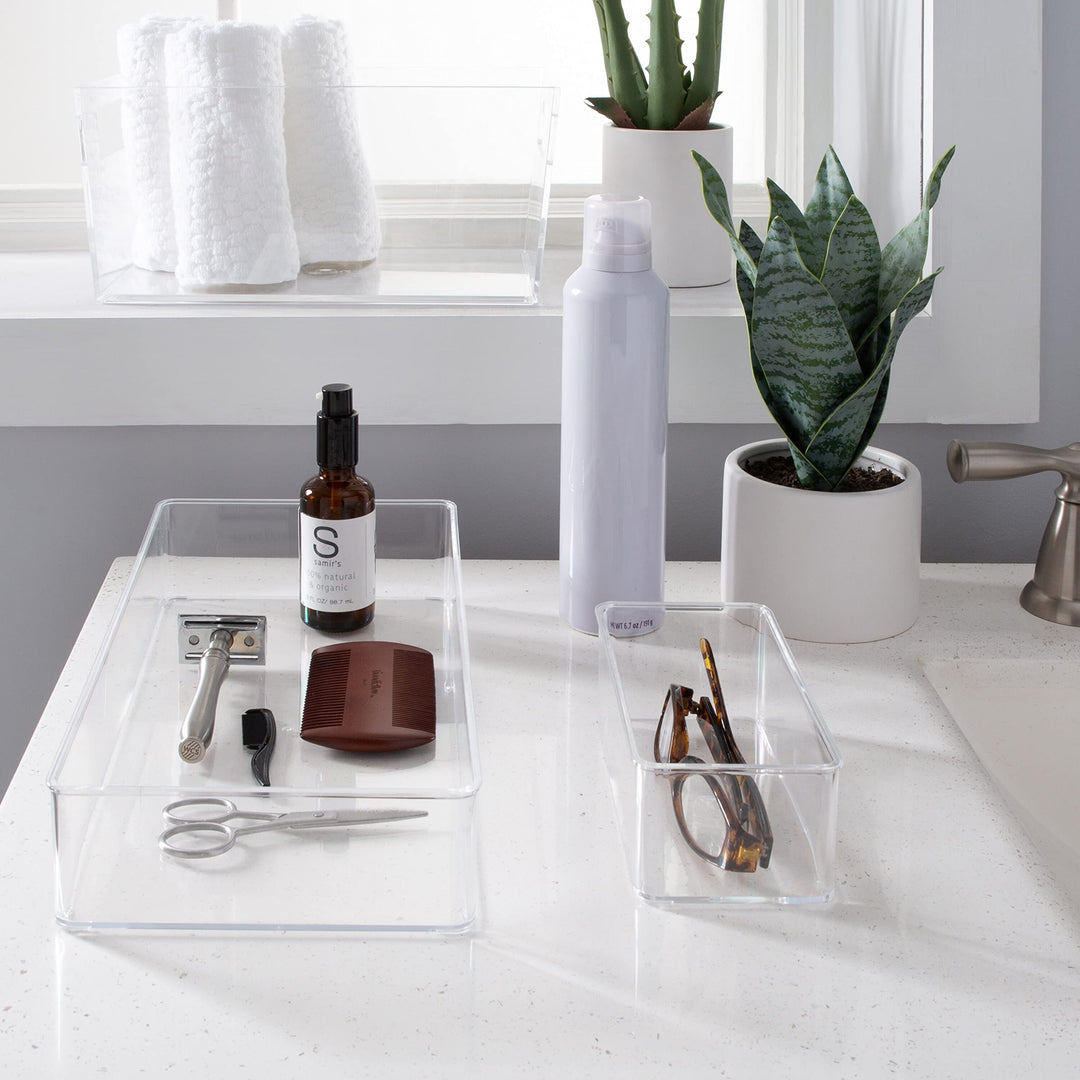 Small Narrow Drawer Organizer in Clear 6" X 3" 2" Plastic No Accessories - Diamond Home USA