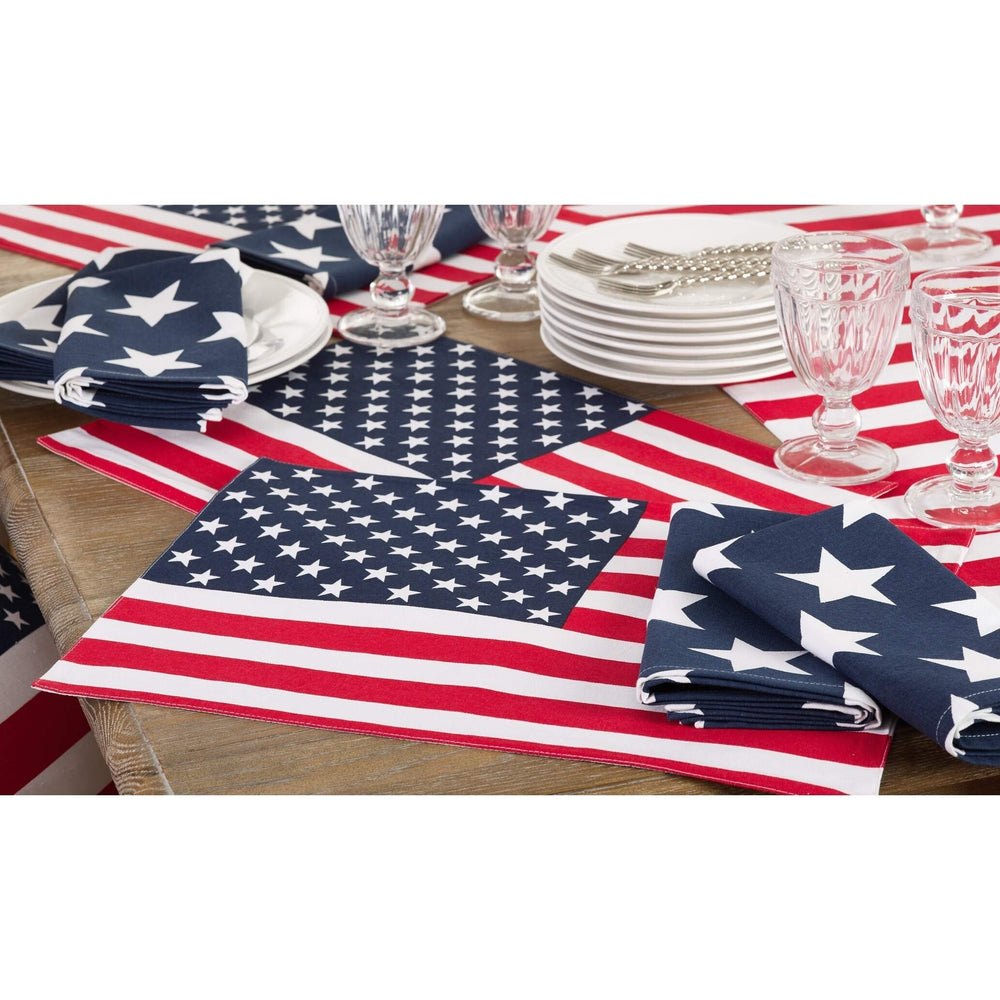 Star Spangled American Flag Design Placemats (Set of 4) Multi Color Graphic - Diamond Home USA