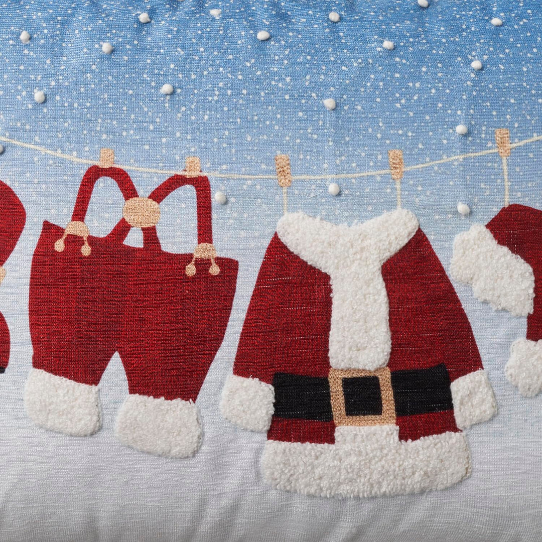 Mina Victory Holiday Santa Clothes On Lin Multicolor 14" x 20" Throw Pillow