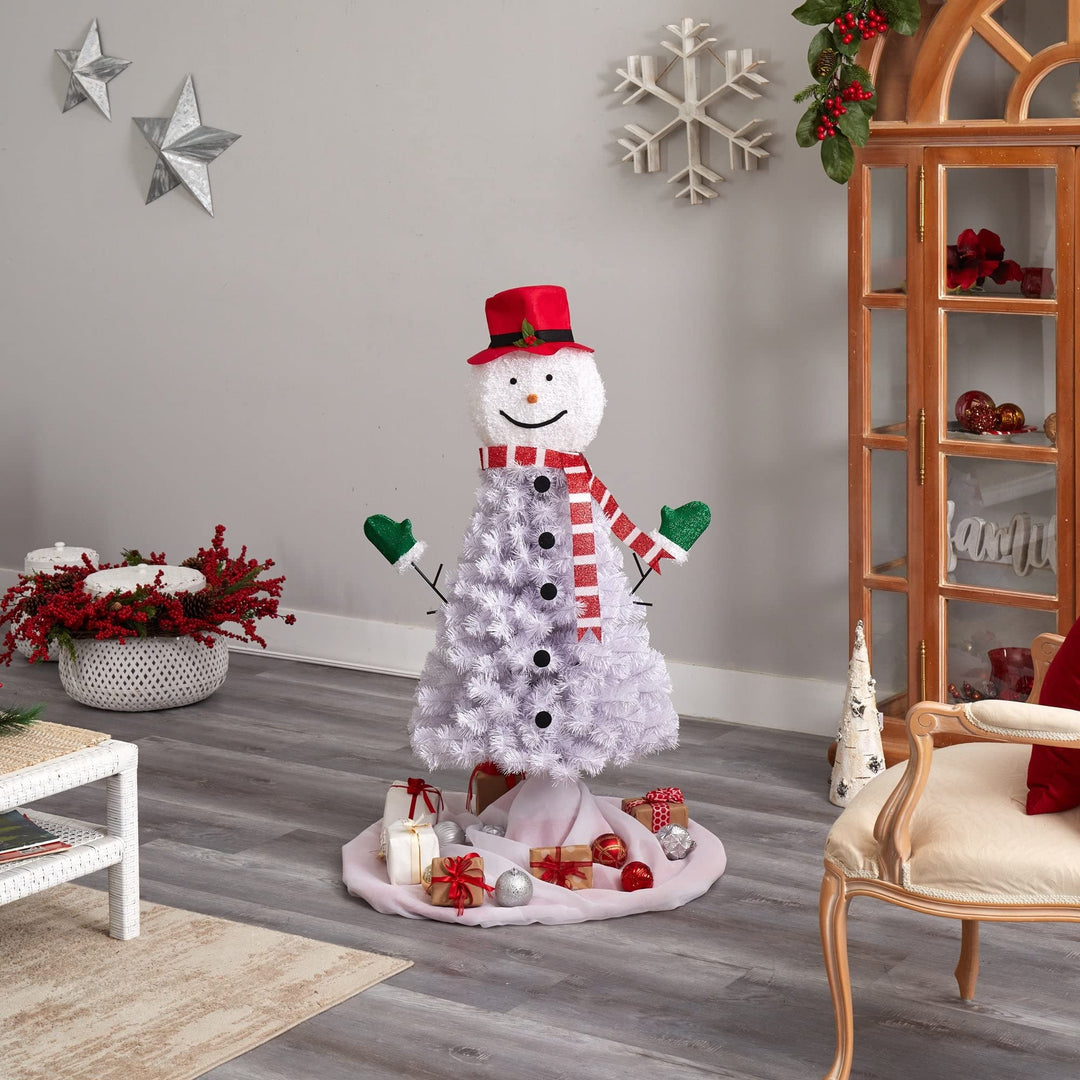 4' Snowman Artificial Christmas Tree with Bendable Branches Led Lights - Diamond Home USA