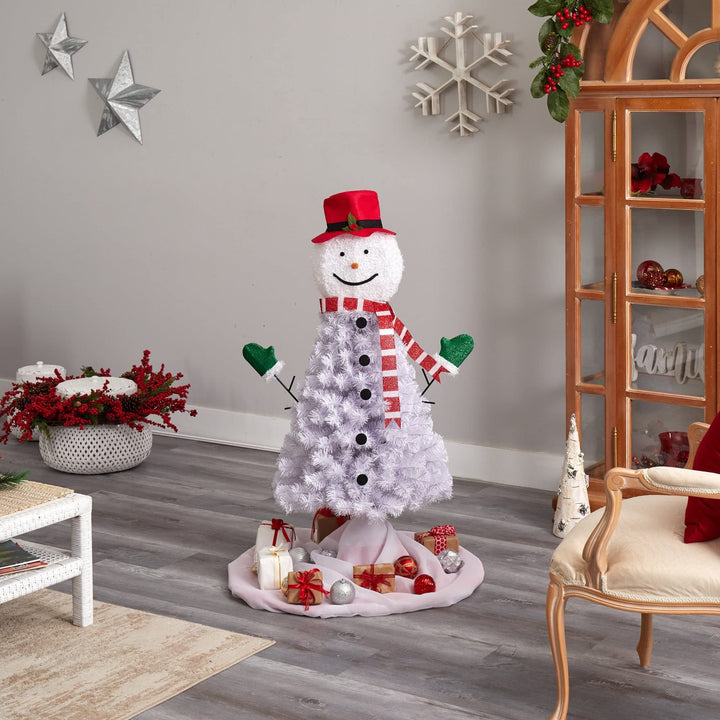 4' Snowman Artificial Christmas Tree with Bendable Branches Led Lights - Diamond Home USA