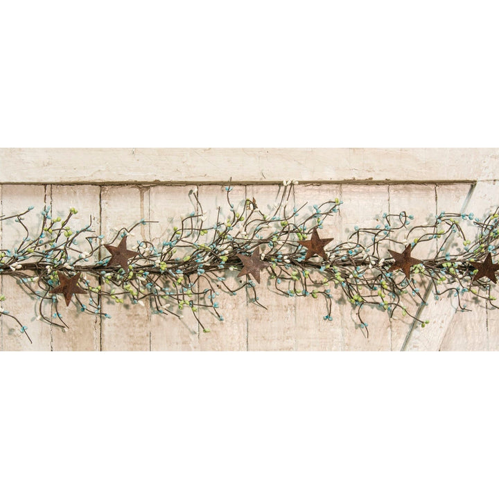 Pip Berry Garland with Stars Seabreeze 40" Blue/White/Green 40 Inches Un-lit