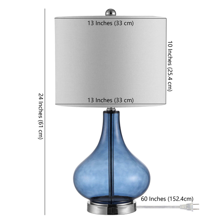 Lighting 24-inch Glass Table Lamp 13" X 24" Blue Modern Contemporary Traditional - Diamond Home USA