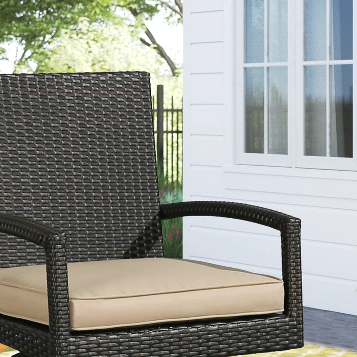 Outdoor Bar Height Stools All-Weather Swivel Stool with Cushion Brown Modern - Diamond Home USA