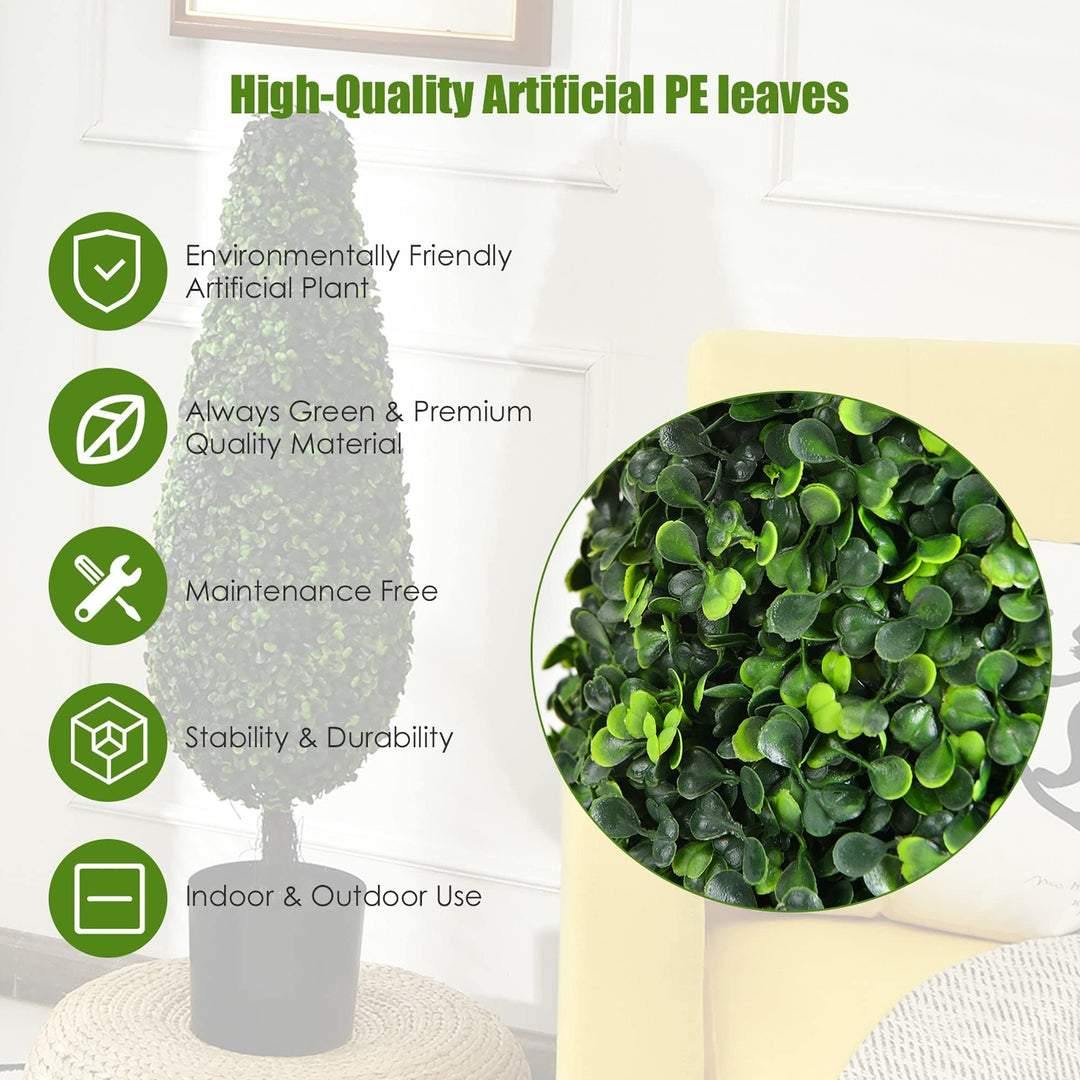 3ft Artificial Boxwood Tower Topiary Trees Decorative Greenery Plants Green - Diamond Home USA