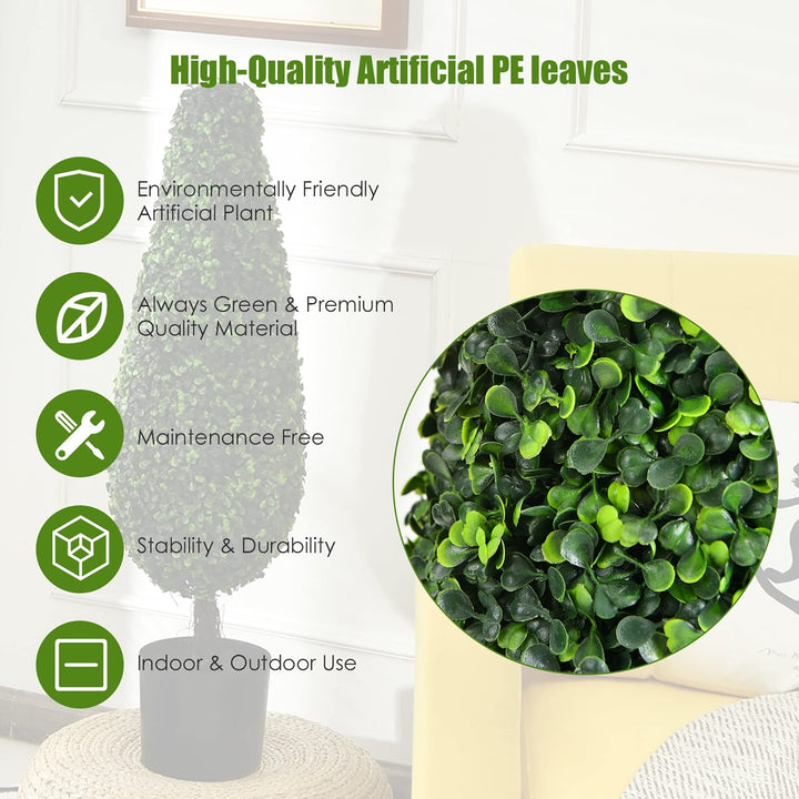 3ft Artificial Boxwood Tower Topiary Trees Decorative Greenery Plants Green - Diamond Home USA