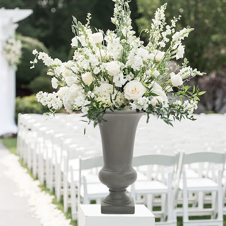 Winchoice Inc. 22.75" H Fluted Top Slender Handcrafted MgO Urn Planter Indoor Black - Diamond Home USA