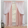 Exclusive Home Catarina Layered Solid Room Darkening Blackout and Sheer Hidden 52x84 - Rose Blush