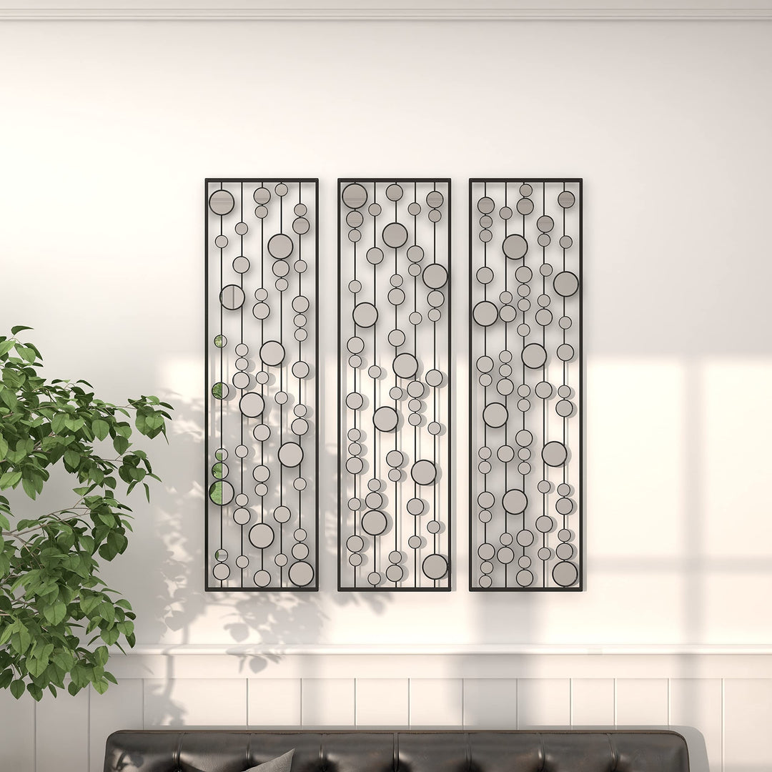 Black Iron Glam Wall Abstract (Set of 3) 36" h 10" w - Diamond Home USA