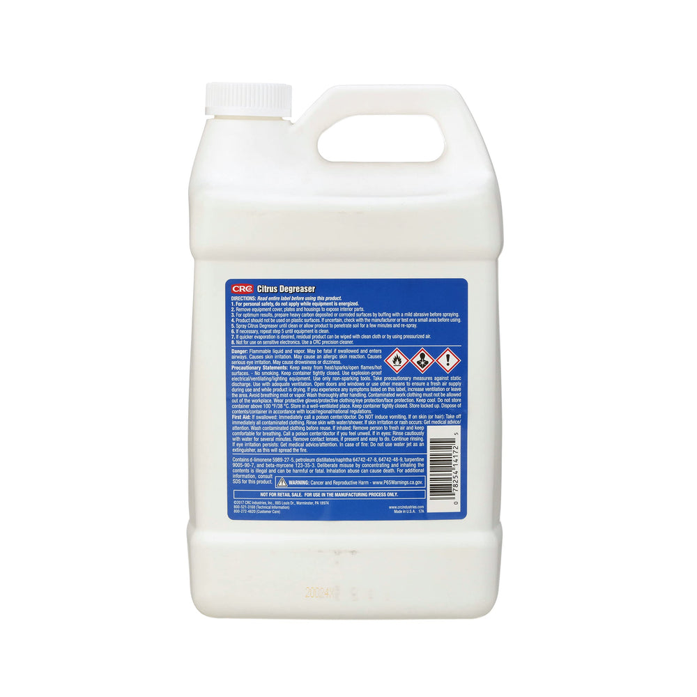 CRC 14172 Citrus Degreaser - 1 Gallon Non-Chlorinated Citrus Grease Cleaner - Diamond Home USA