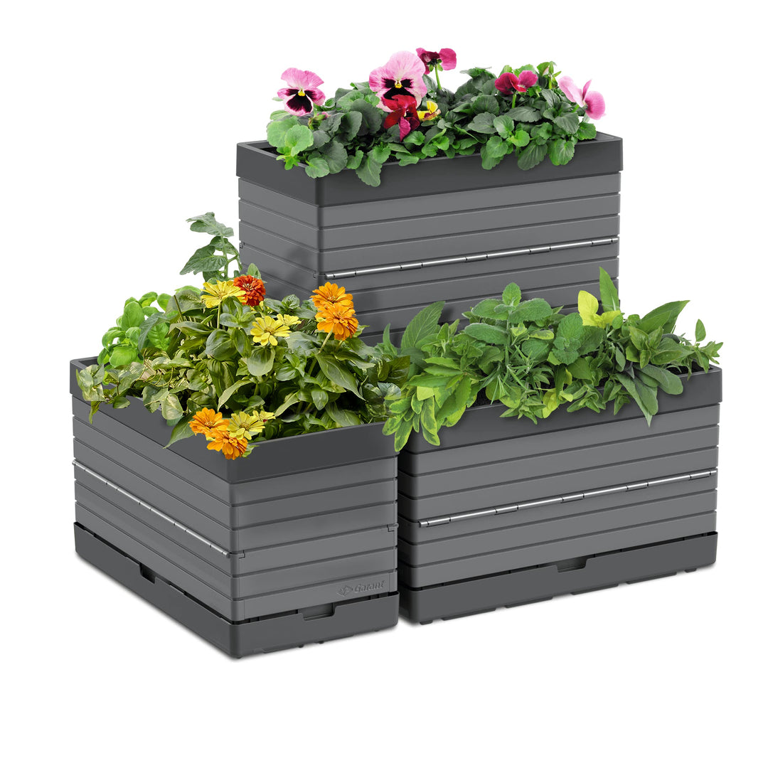 Southern Patio FlexSpace 5-pc. Modular Raised Garden with 3 Collapsible Gray - Diamond Home USA
