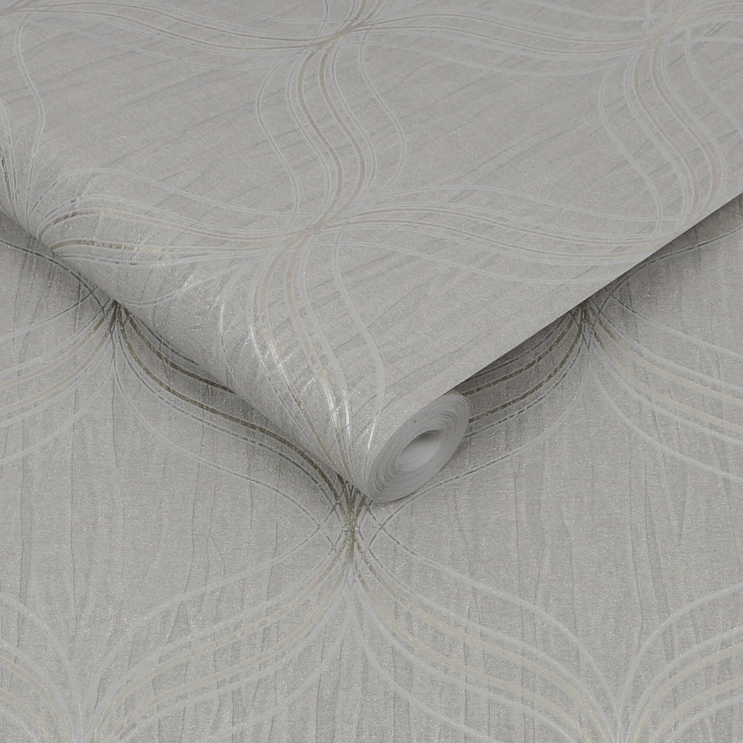 Optical Geo Silver Wallpaper Geometric Modern Contemporary Vinyl Removable - Diamond Home USA