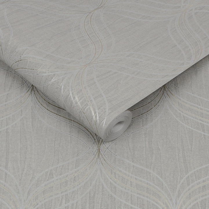 Optical Geo Silver Wallpaper Geometric Modern Contemporary Vinyl Removable - Diamond Home USA