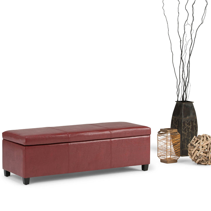 SIMPLIHOME Avalon 48 Inch Wide Contemporary ectangle Storage Ottoman Bench in