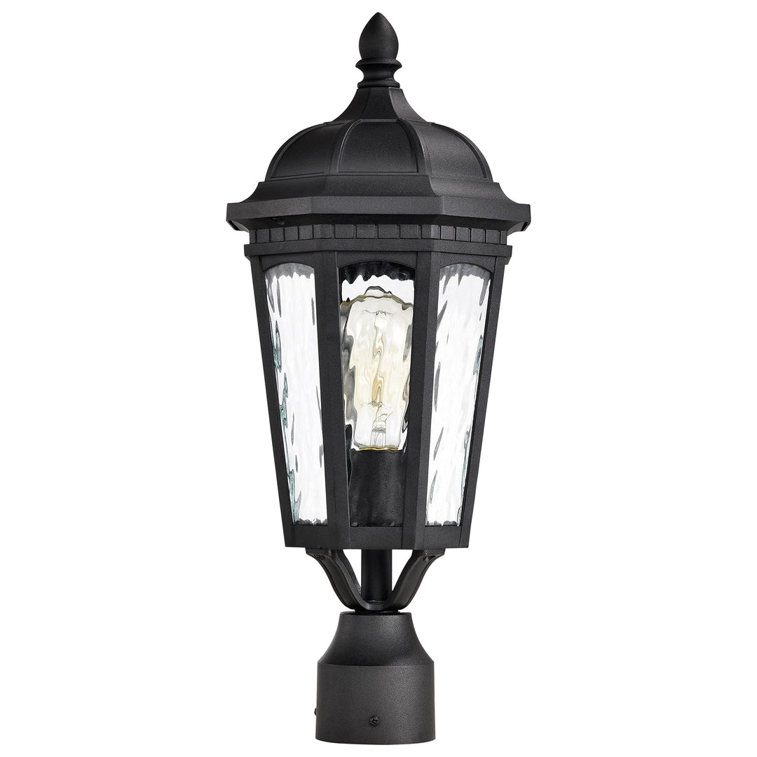 East River Outdoor Post Light Pole Lantern 1 Matte Black Finish Clear Water - Diamond Home USA
