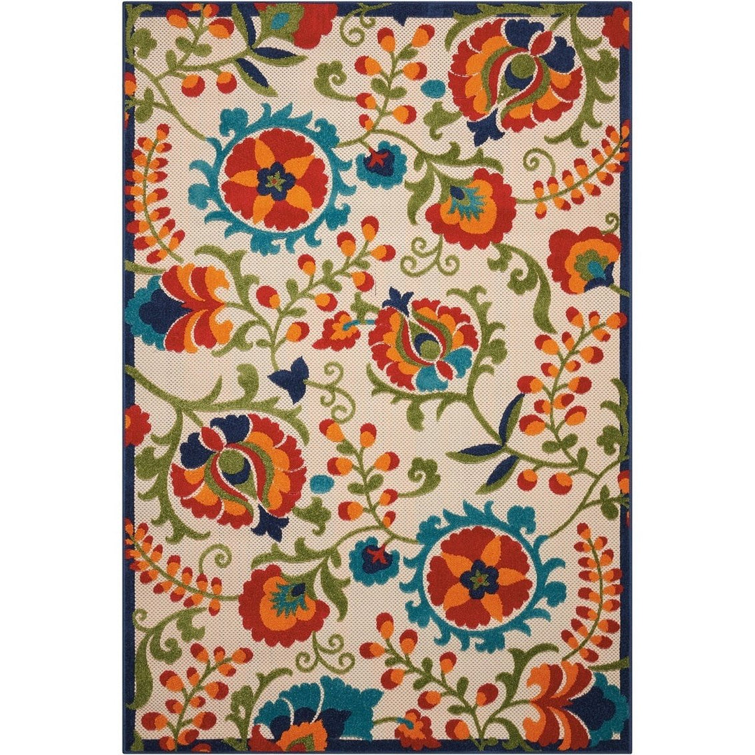 5'3 x 7'5 Indoor Outdoor Floral Color Area Rug Polypropylene