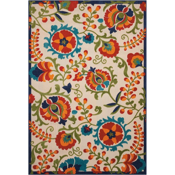 5'3 x 7'5 Indoor Outdoor Floral Color Area Rug Polypropylene