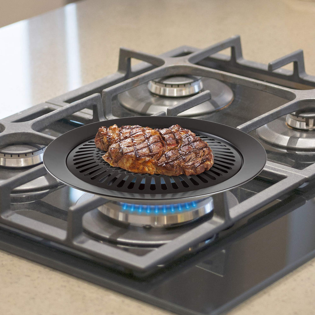 Smokeless Indoor Stove Top Grill Black Carbon Steel - Diamond Home USA