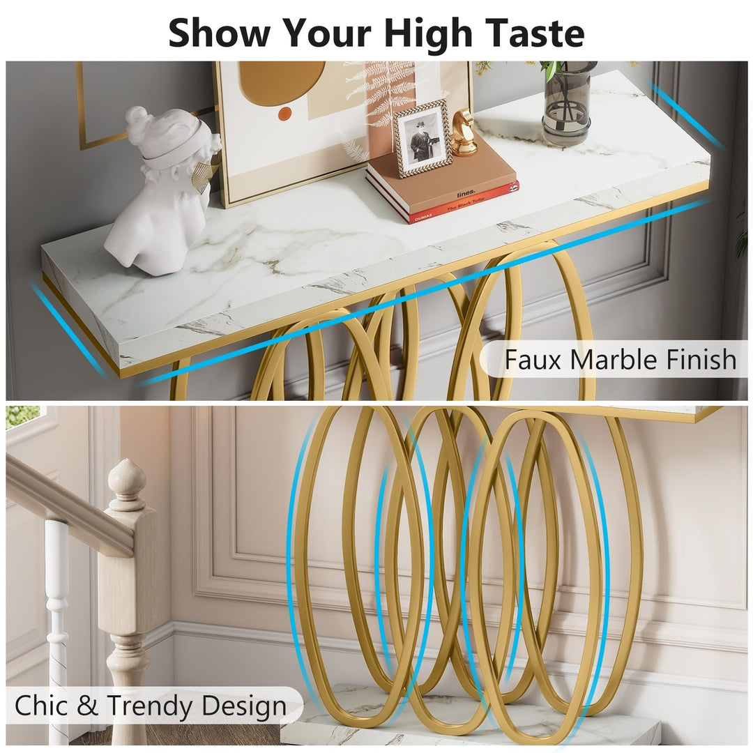 39'' Marble Top Console Sofa Table Modern Entryway Accent for Living Room Gold - Diamond Home USA