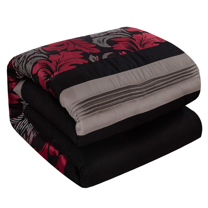Nanshing Lincoln Collection Bedroom Comforter Set Complete 7 Piece Set Red California King - Diamond Home USA