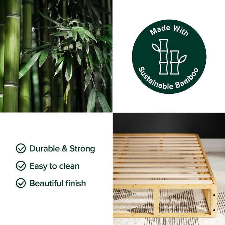 ZINUS Edgar 8 Inch Bamboo Box Spring Mattress Foundation Sturdy Bamboo Structure Queen