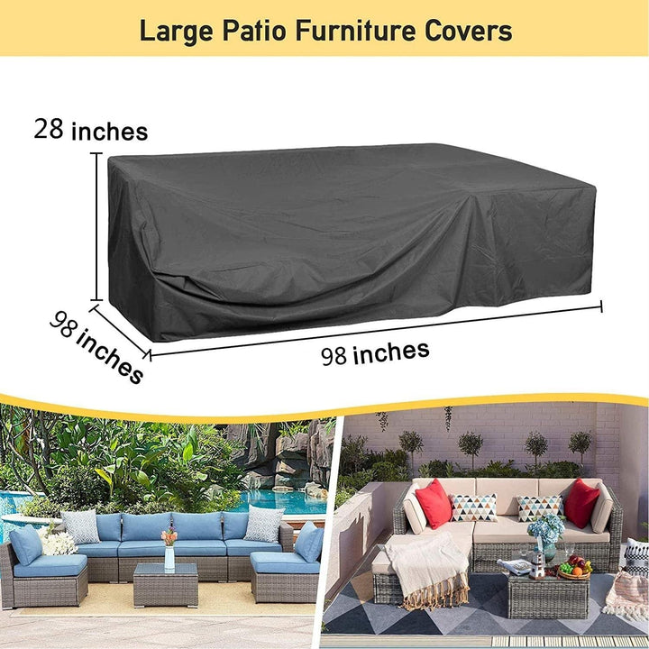 Patio Furniture Cover Waterproof Outdoor for Table and Chair Set 98 X 28 Grey - Diamond Home USA