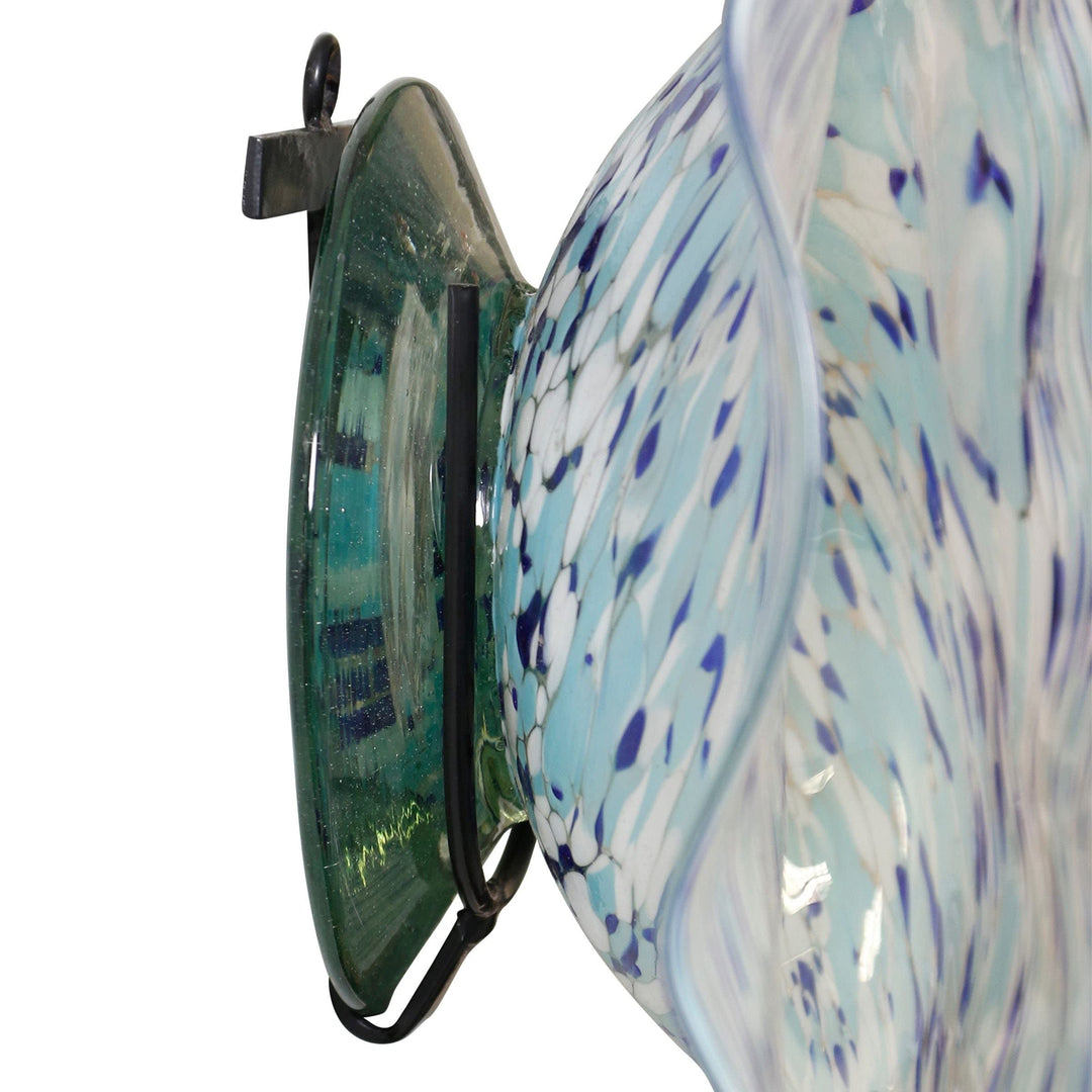Hand Blown Swirling Seas Glass Platter Multicolored Finish Of Blues And White - Diamond Home USA