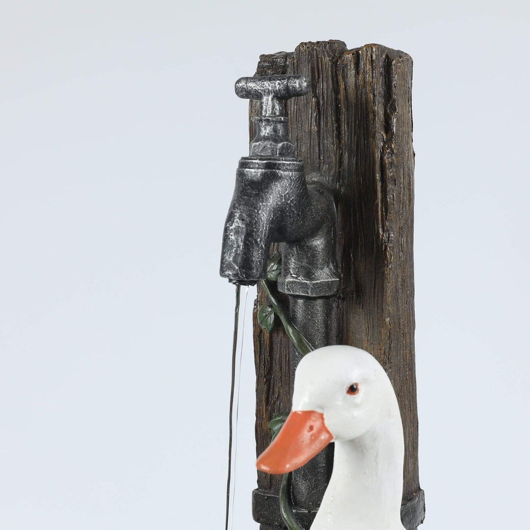 Resin Duck Family Outdoor Patio Fountain Multi Color Farmhouse Polyresin - Diamond Home USA